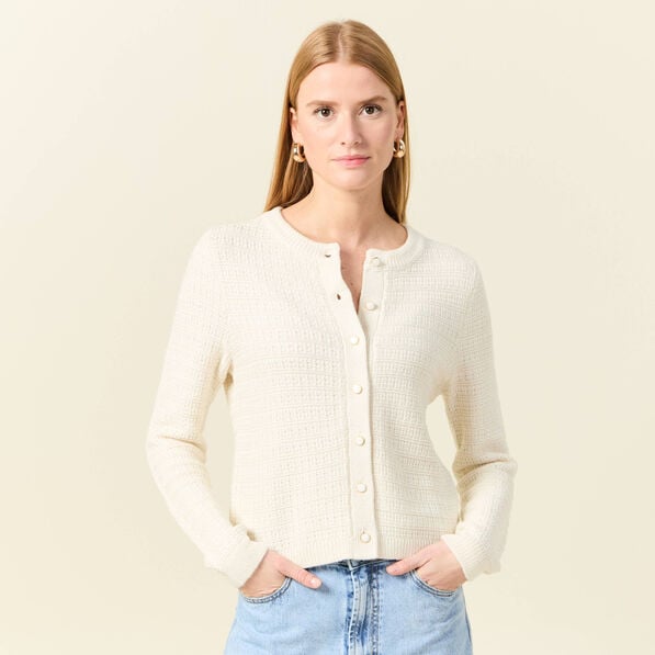 pull manches longues ajoure ecru femme Pull manches longues ajouré ecru femme