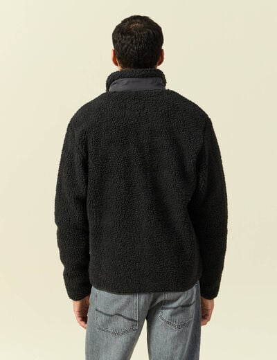 Sweat effet polaire manches longues gris anthracite homme