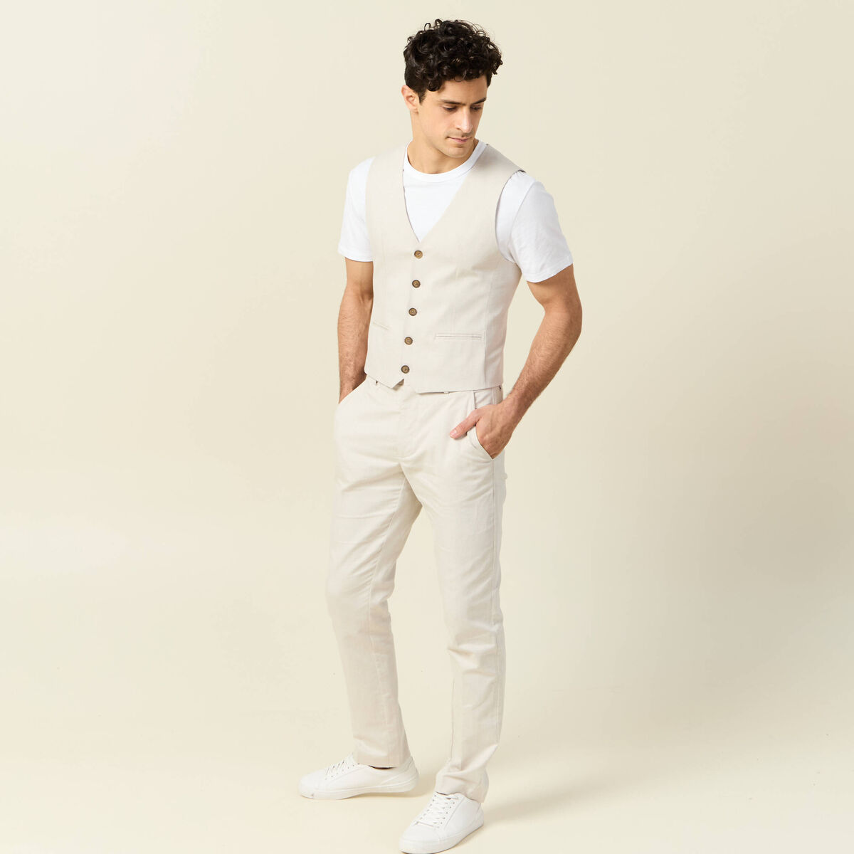 Veston sans manches sable homme