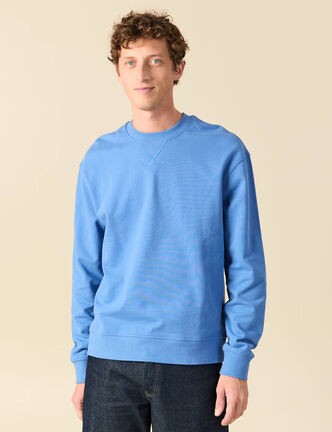 Sweat manches longues en coton bleu violet homme