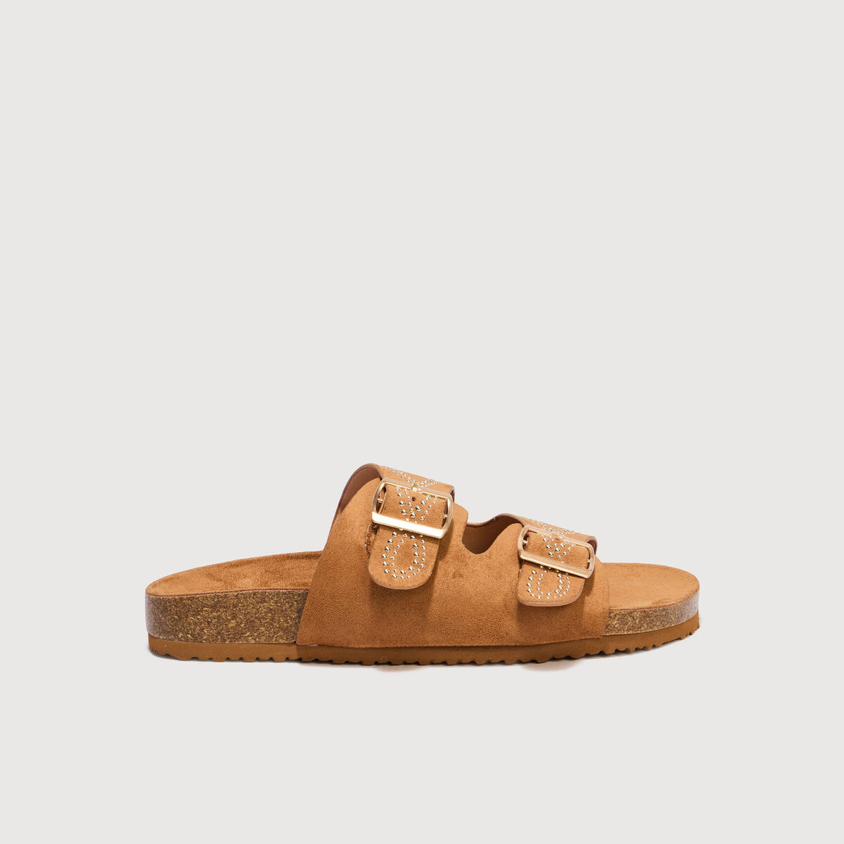 Mules avec d&eacute;tails clout&eacute;s marron femme