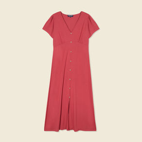 Robe longue droite rose framboise femme
