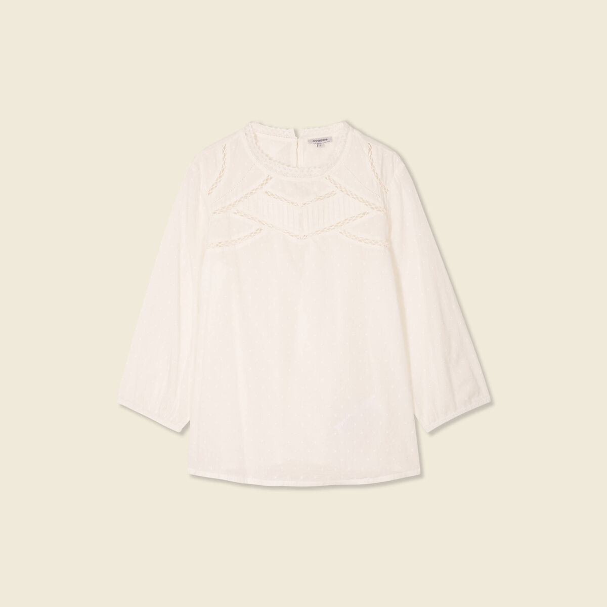 Blouse manches 3/4 ecru femme