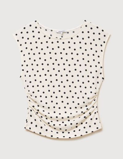 T-shirt ajust&eacute; sans manches ivoire femme