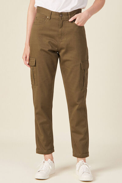 Pantalon cargo vert kaki femme