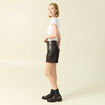 Jupe-short en similicuir doubl&eacute;e marron fonc&eacute; femme