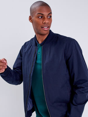 Veste teddy droite zippee bleu marine homme