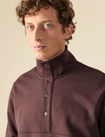 Sweat manches longues marron fonc&eacute; homme