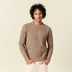 Pull manches longues col rond taupe homme