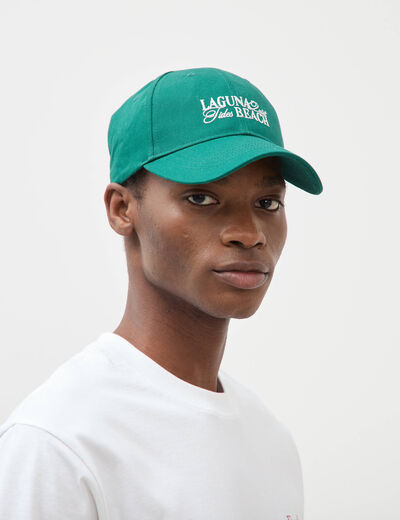 Casquette en coton vert &eacute;meraude homme