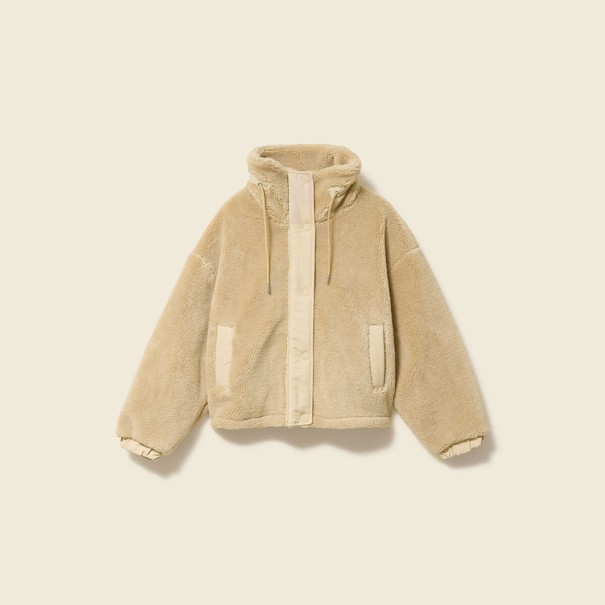 Veste oversize effet polaire col montant creme femme