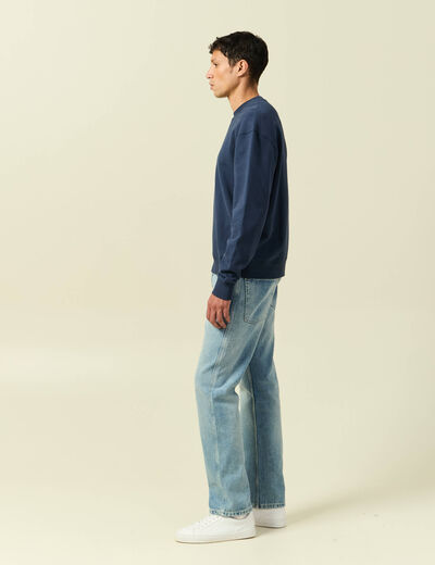 Sweat manches longues en coton bleu marine homme