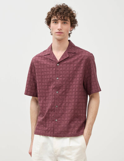 Chemise boyfriend en coton avec broderie prune homme