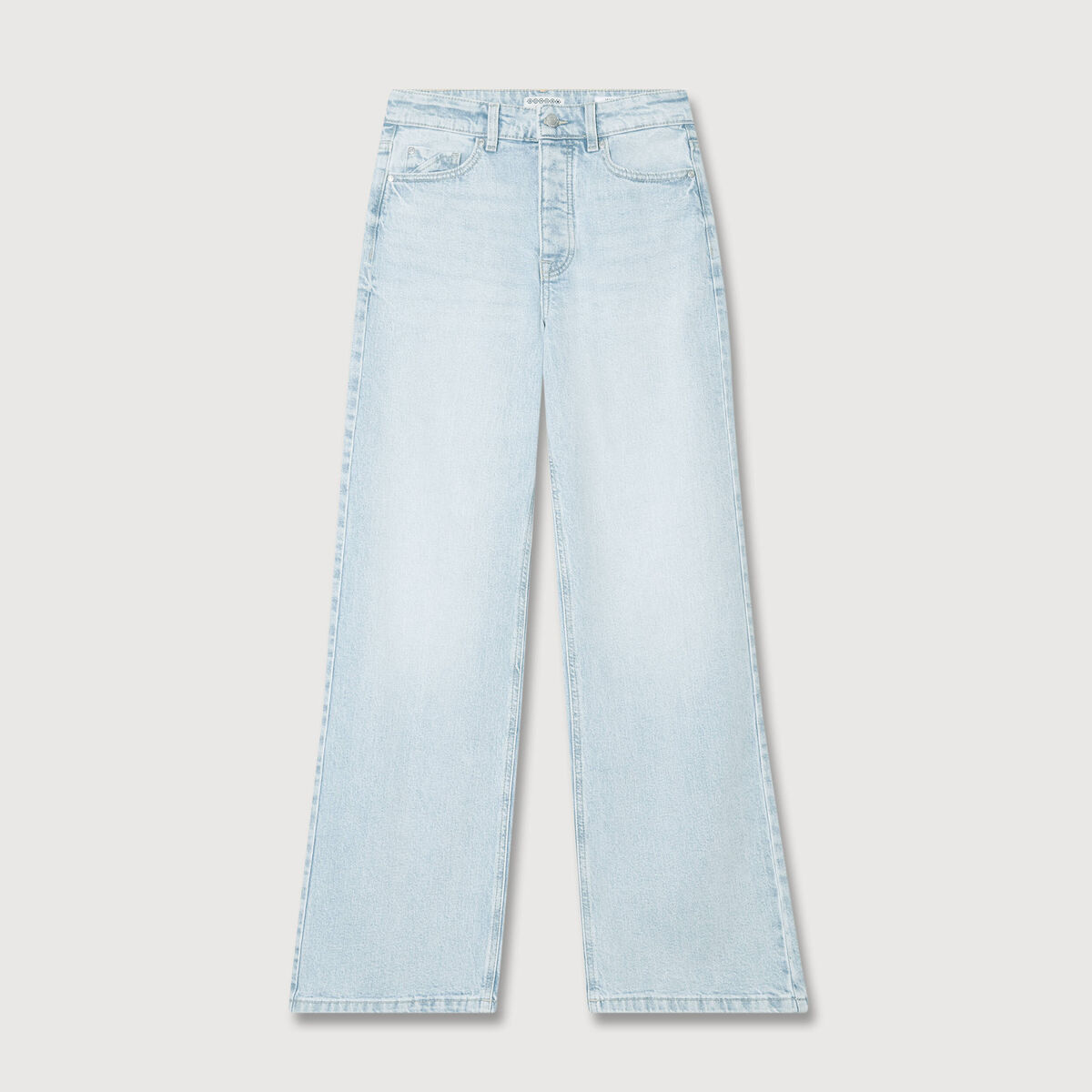 Jeans large taille haute denim bleach femme