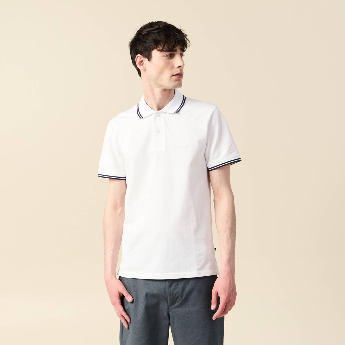 Polo éco-responsable blanc homme
