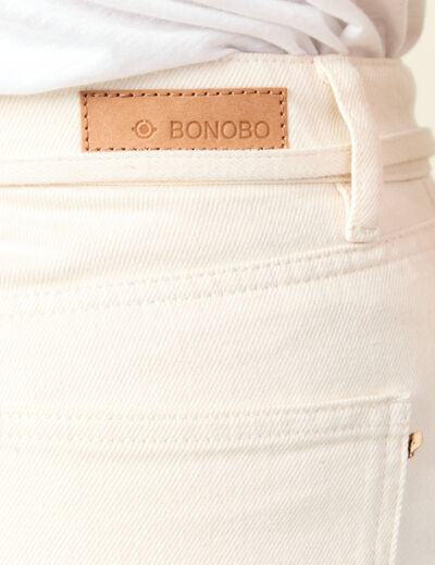 Jeans baggy ceinturé denim blanc femme