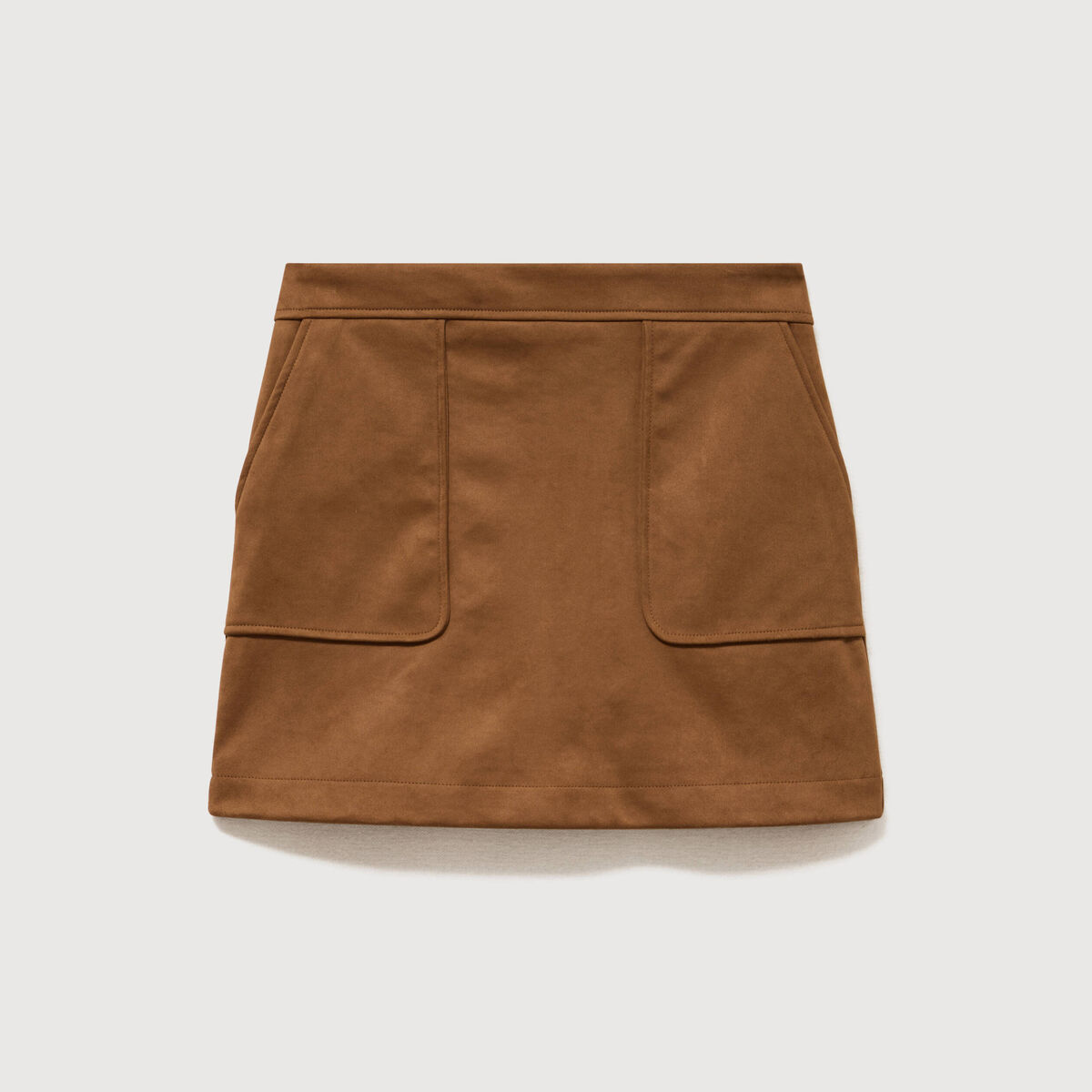 Mini-jupe doubl&eacute;e marron femme