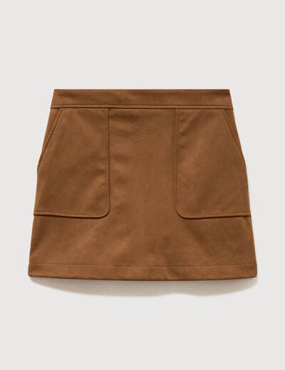Mini-jupe doubl&eacute;e marron femme