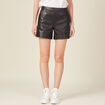 Short droit simili cuir &agrave; pont noir femme
