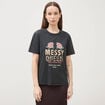 T-shirt droit col rond manches courtes noir femme