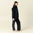 Manteau manches sherpa bleu marine femme