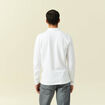 Polo cintr&eacute; manches longues en coton blanc homme