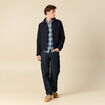 Chemise droite courte en coton bleu fonc&eacute; homme