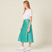 Jupe midi droite satin bleu turquoise femme