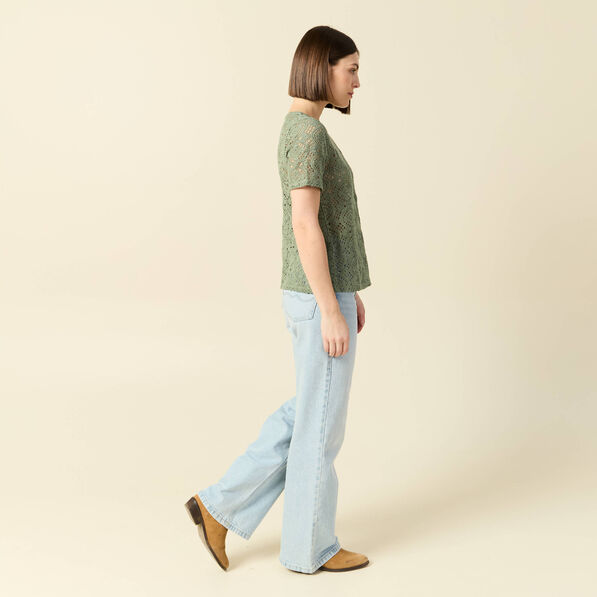 T-shirt manches courtes vert kaki femme