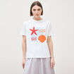T-shirt droit col rond manches courtes blanc femme