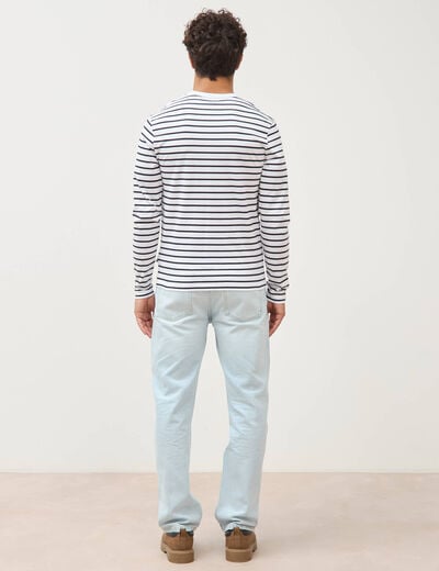 Marini&egrave;re manches longues col rond bleu marine homme