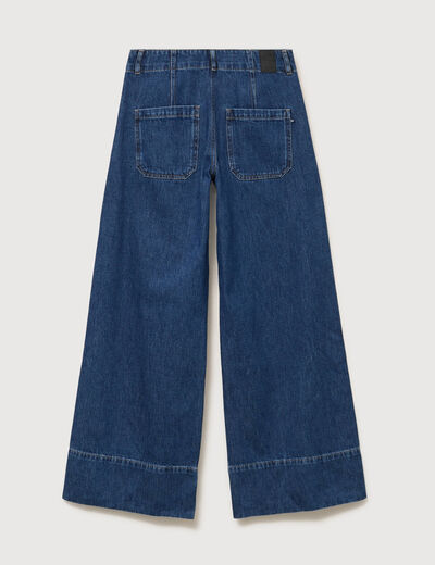 Jeans loose taille haute en coton denim used femme