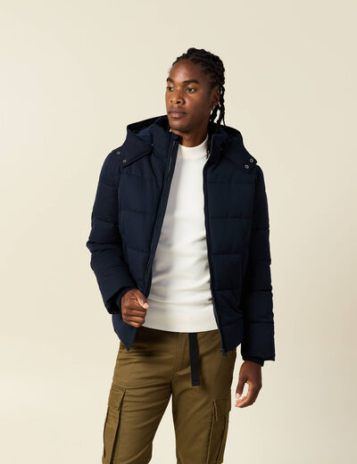 Doudoune capuche amovible bleu marine homme
