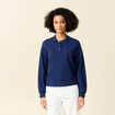 Sweat manches longues col polo bleu foncé femme
