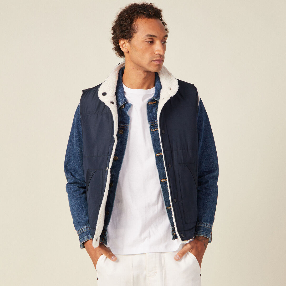 Doudoune réversible bleu marine homme