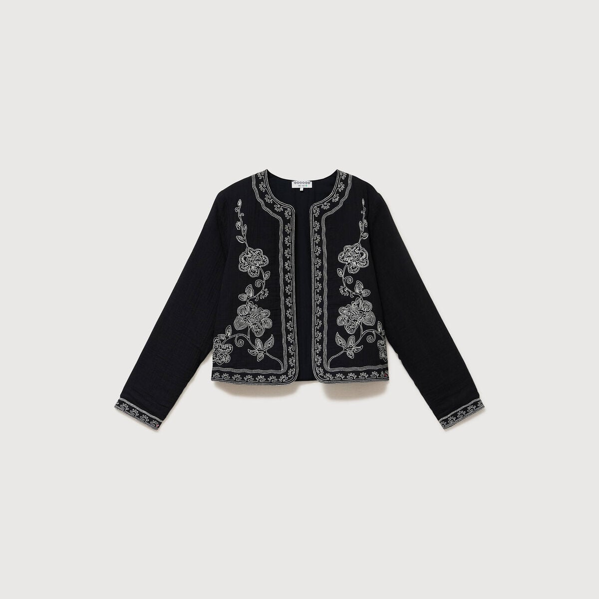 Veste en coton avec broderie noir femme