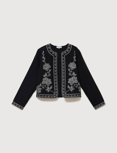 Veste en coton avec broderie noir femme