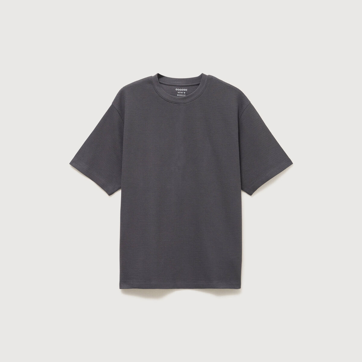T-shirt ras de cou manches courtes gris fonc&eacute; homme