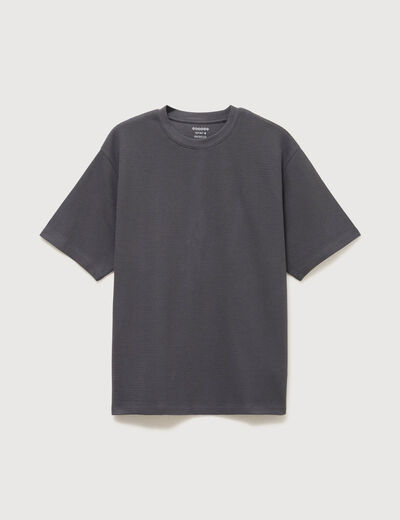 T-shirt ras de cou manches courtes gris fonc&eacute; homme