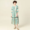 Robe longue évasée noeuds blanc femme