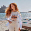 T-shirt manches courtes ivoire femme