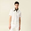 Chemise manches courtes brodée ecru homme
