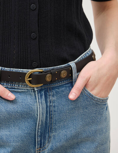 Ceinture fine avec ornements noir femme
