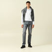 Polo cintr&eacute; manches longues en coton blanc homme