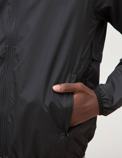 Blouson droit &agrave; capuche manches longues noir homme