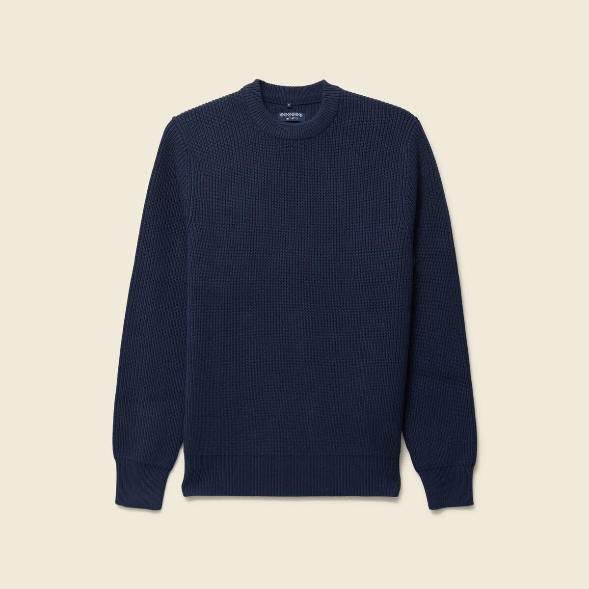 Pull fin manches longues col rond bleu marine homme