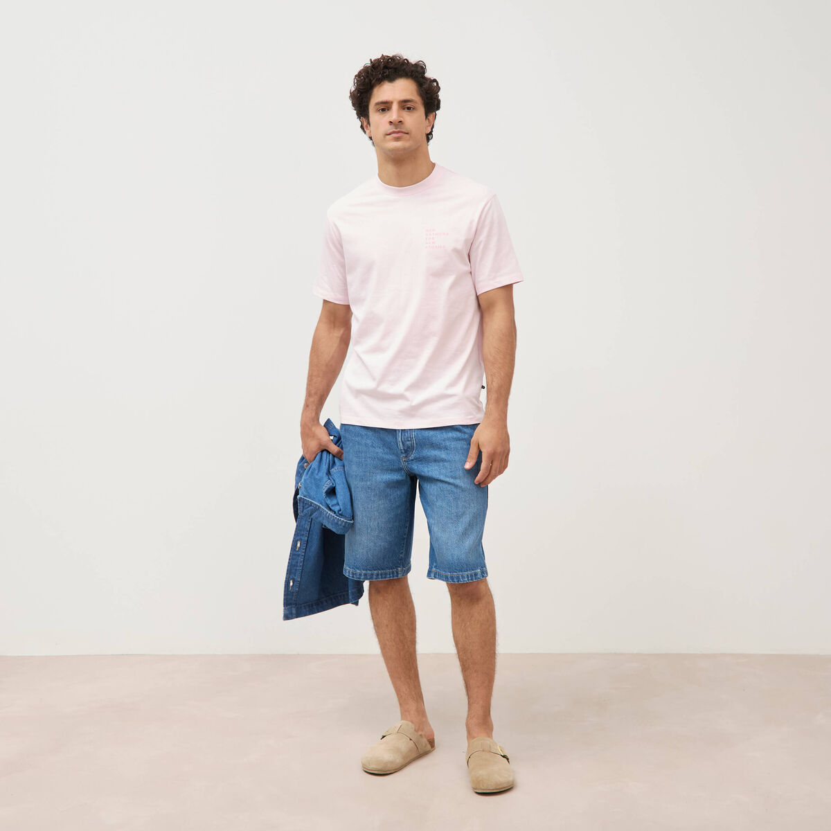 T-shirt en coton manches courtes rose homme