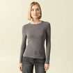 T-shirt cintr&eacute; manches longues col rond gris fonc&eacute; femme