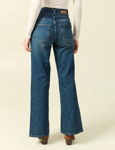 Jeans bootcut taille haute bleu femme