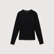 T-shirt ajust&eacute; dentelle manches longues noir femme